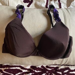 Natori Brown/ Turquoise lightly padded bra 36.C